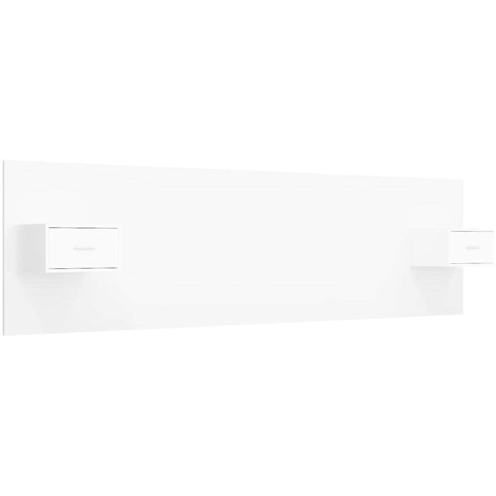 Testiera Per Letto Con Comodini In Legno Multistrato Bianco - Foto 2