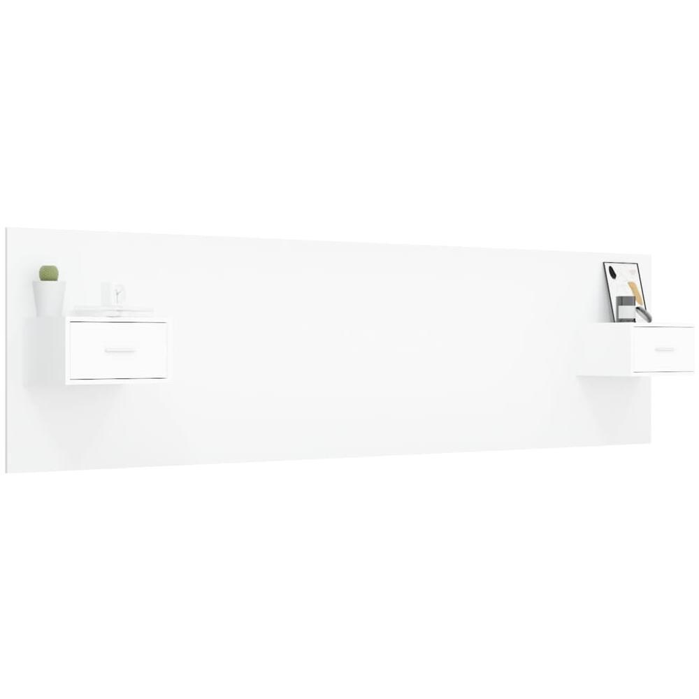 Testiera Per Letto Con Comodini In Legno Multistrato Bianco - Foto 3