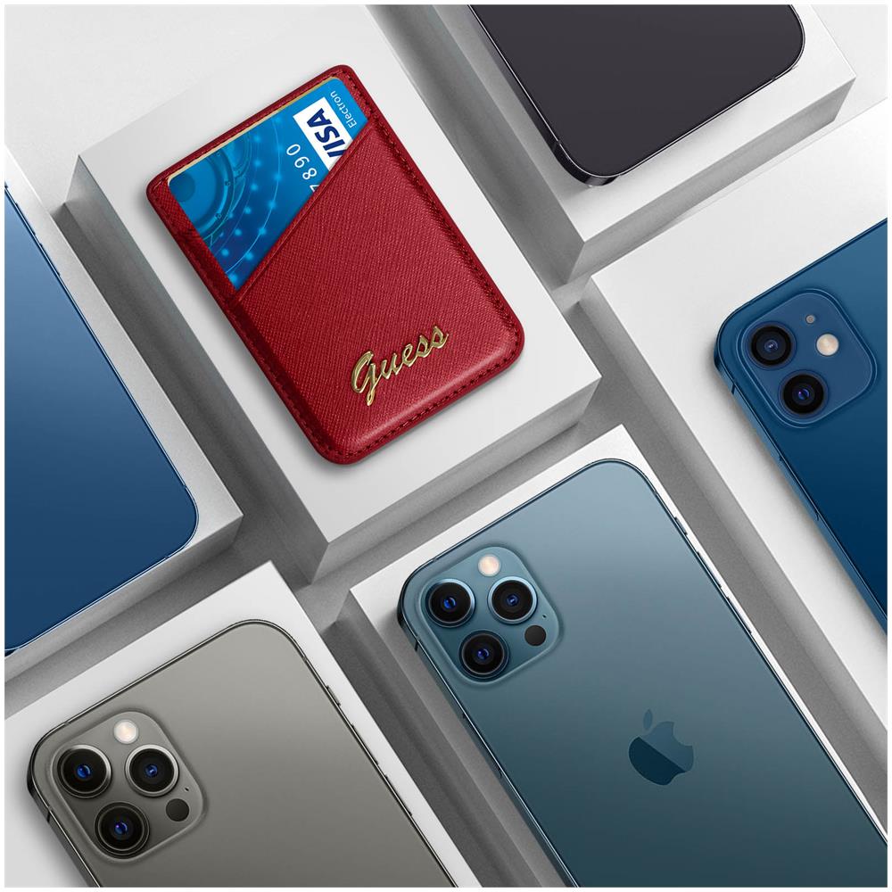 Porta Carte Magsafe Per Iphone Saffiano Con Chiusura Magnetica, Rosso - Foto 2