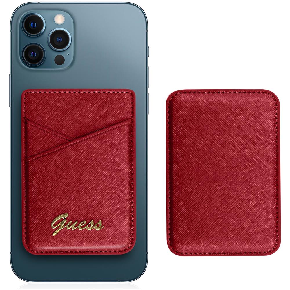 Porta Carte Magsafe Per Iphone Saffiano Con Chiusura Magnetica, Rosso - Foto 1