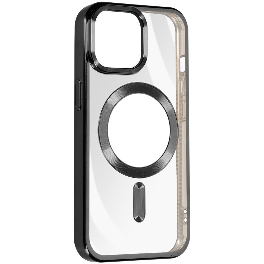 Cover Magsafe Per Iphone 15 Pro Silicone Bordo Cromato Nero - Foto 2