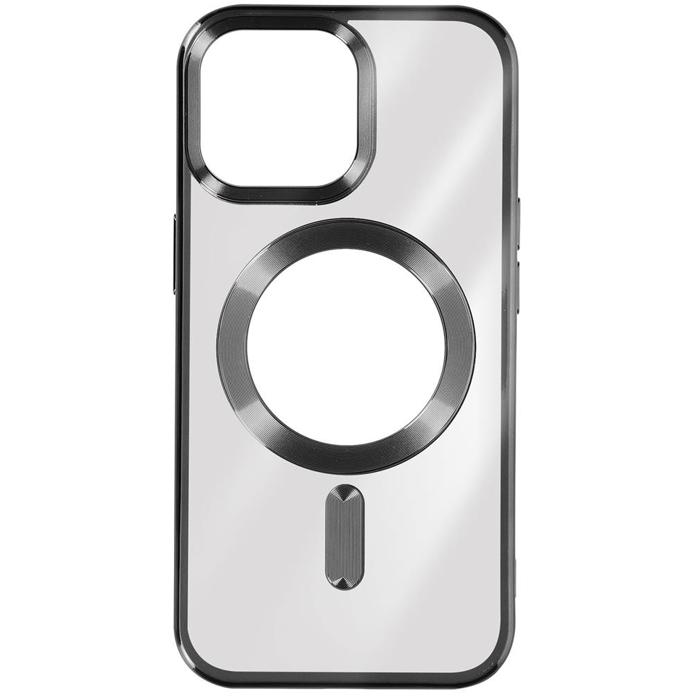 Cover Magsafe Per Iphone 15 Pro Silicone Bordo Cromato Nero - Foto 1