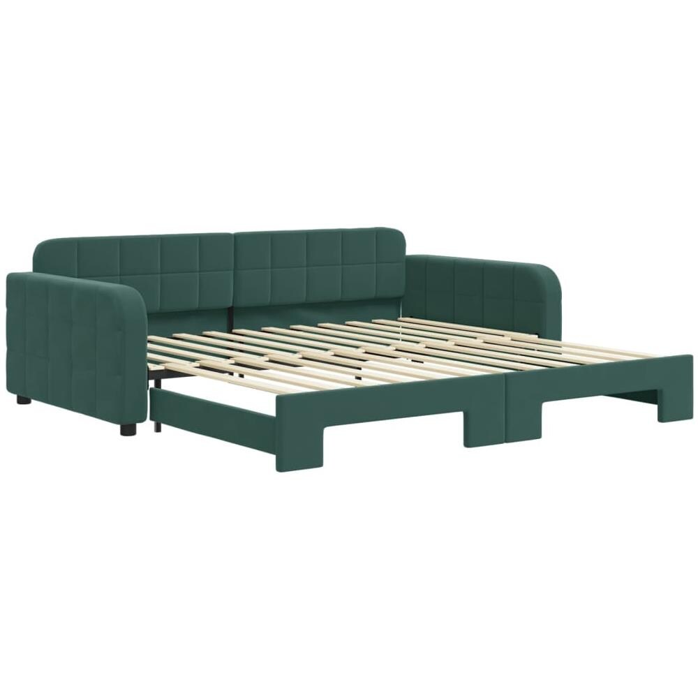Divano Letto Con Letto Estraibile Verde Scuro 100x200cm Velluto - Foto 2