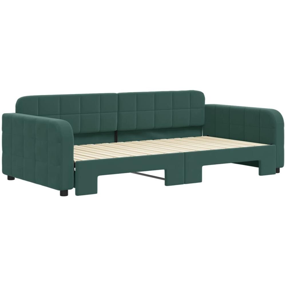 Divano Letto Con Letto Estraibile Verde Scuro 100x200cm Velluto - Foto 3
