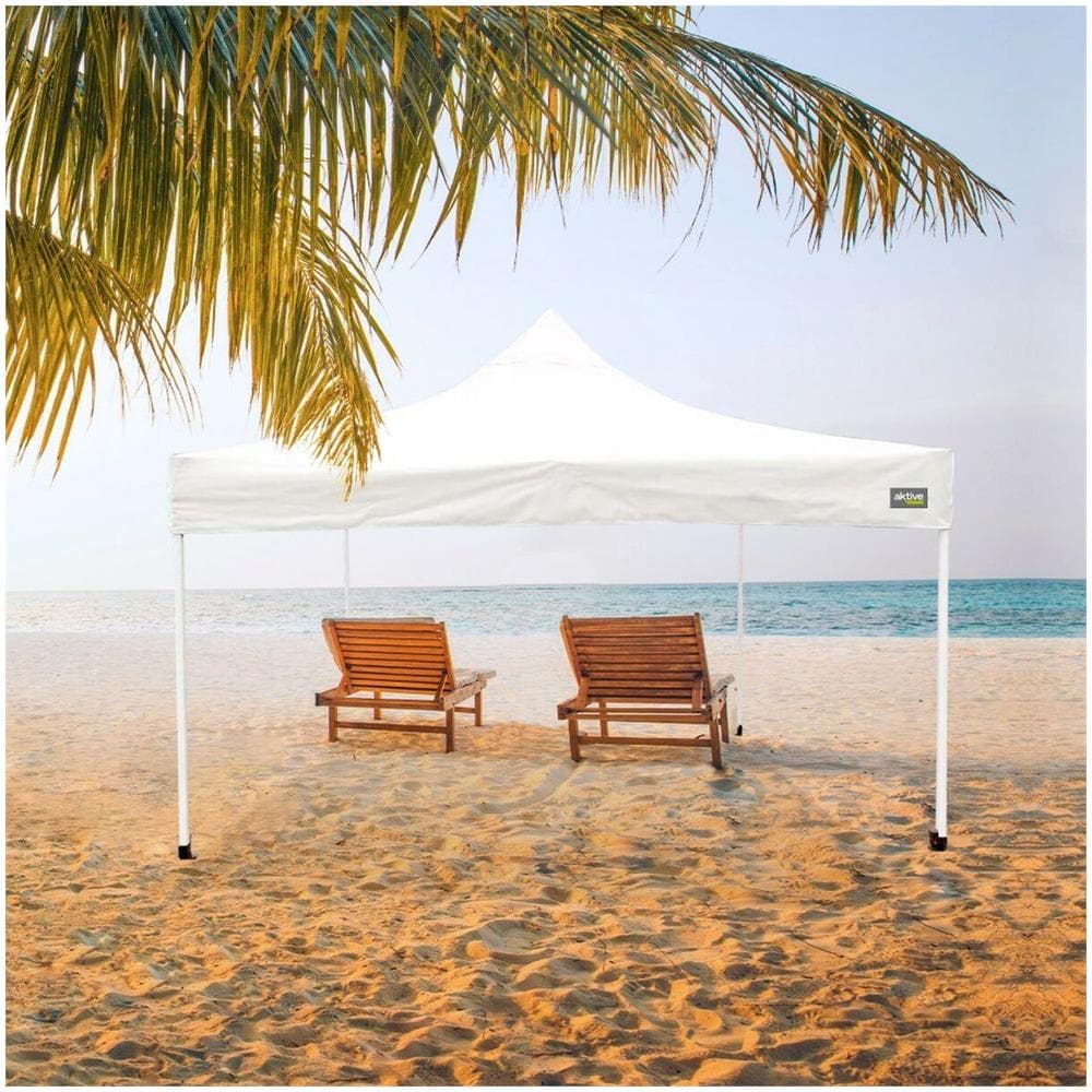 Gazebo Pieghevole Altezza Regolabile Acciaio Poliestere 420d Oxford Bianco 300 X 320 X 300 Cm - Foto 2