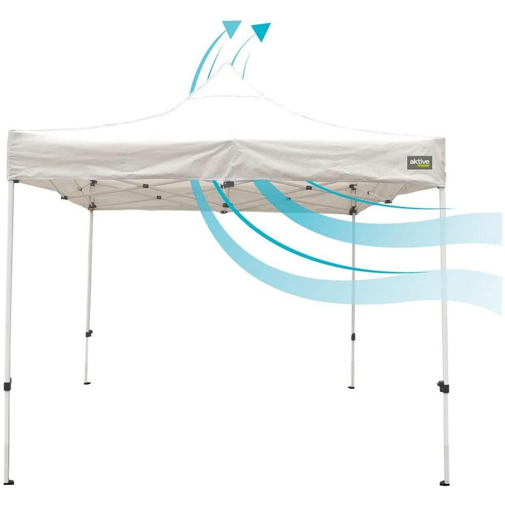 Gazebo Pieghevole Altezza Regolabile Acciaio Poliestere 420d Oxford Bianco 300 X 320 X 300 Cm - Foto 6