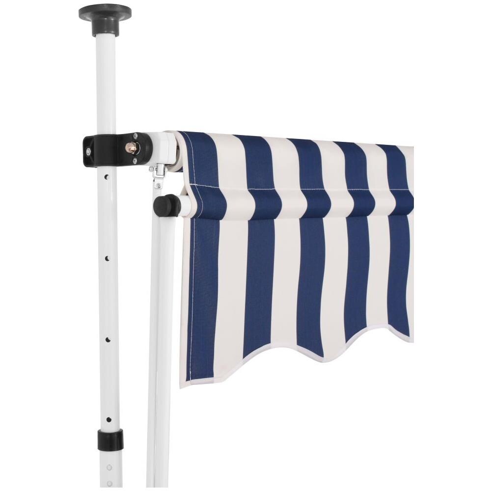 Tenda Da Sole Retrattile Manuale 350 Cm A Strisce Blu E Bianche - Foto 2