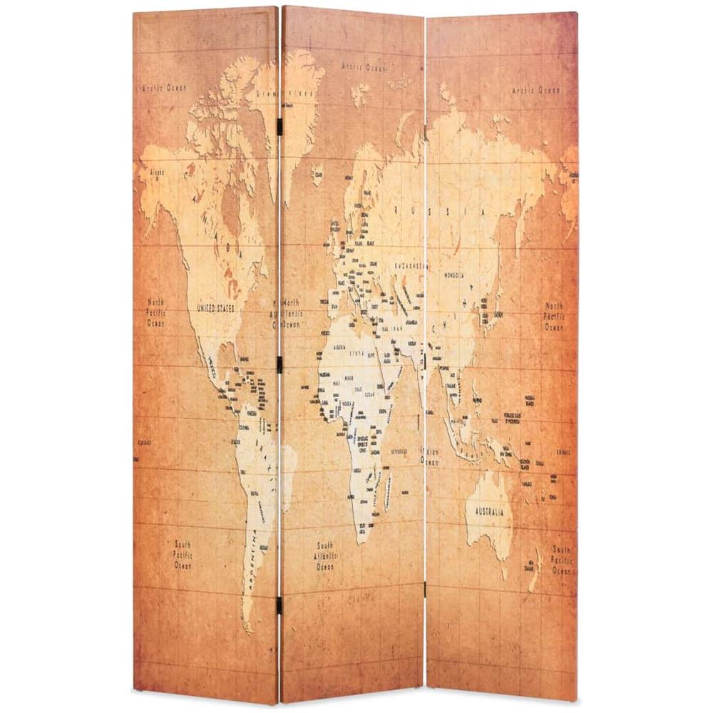 Paravento Pieghevole 120x170 cm Stampa Mappa del Mondo Giallo - Foto 1