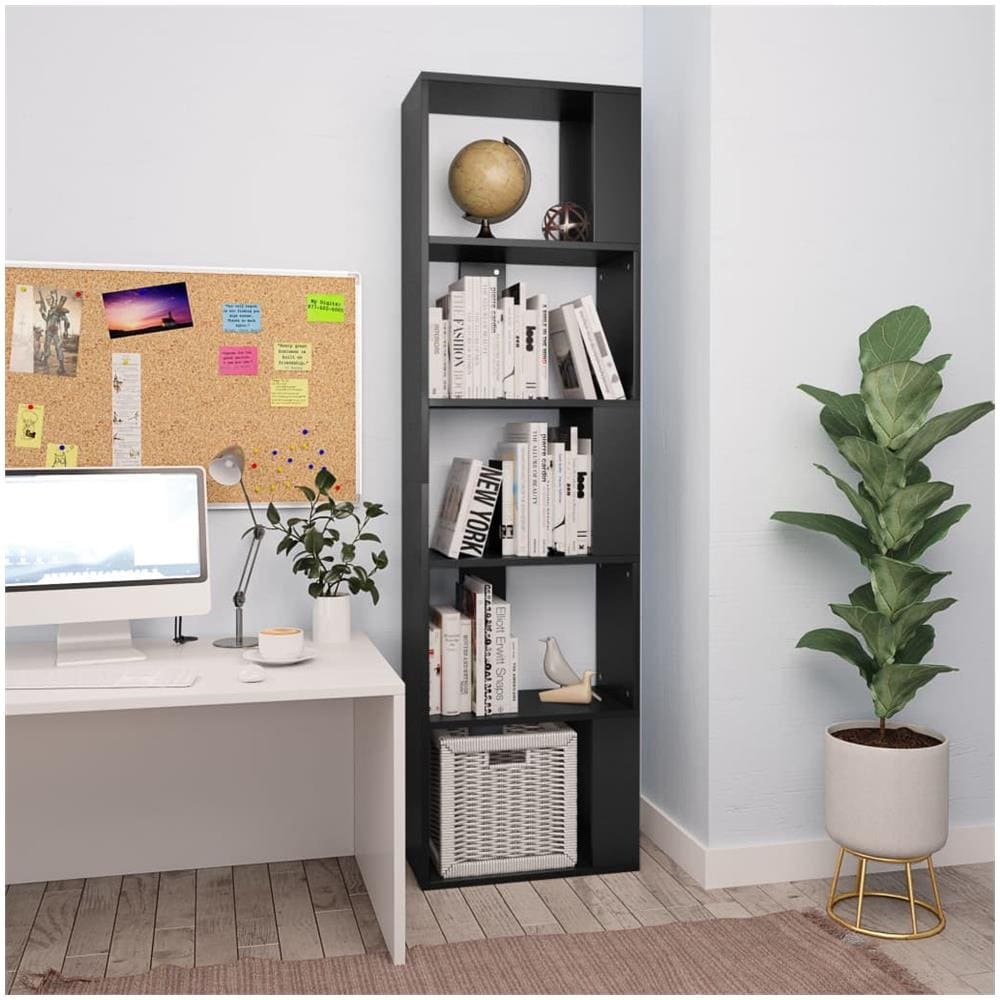 Libreria /Divisorio Nero 45x24x159 cm in Legno Multistrato - Foto 1