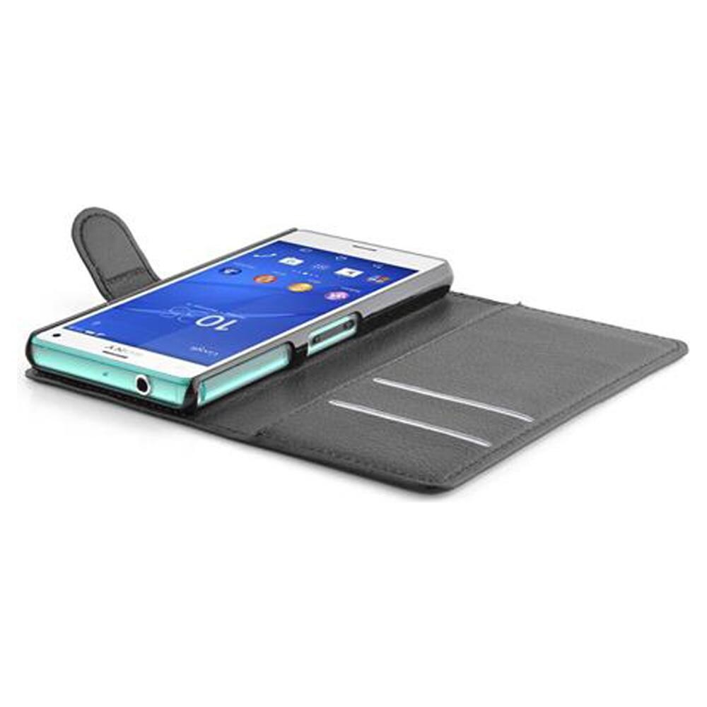Cadorabo Custodia Compatibile Con Sony Xperia Z3 Compact In Nero Carbone - Coperchio Protettiva Con Chiusura Magnetica, Funzione Stand E Tasca Per Le Carte - Foto 8