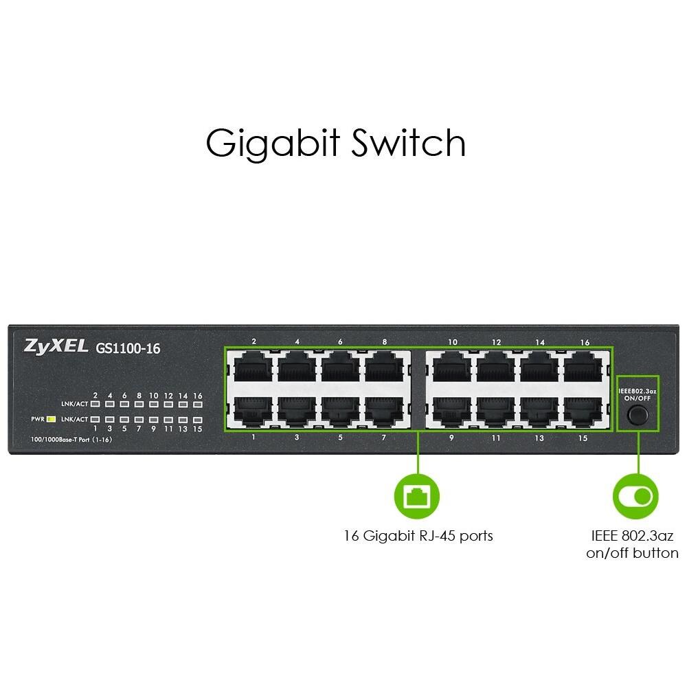 GS1100-16 Switch di Rete Non Gestito 16 Porte Gigabit Ethernet (10/100/1000) - Foto 2