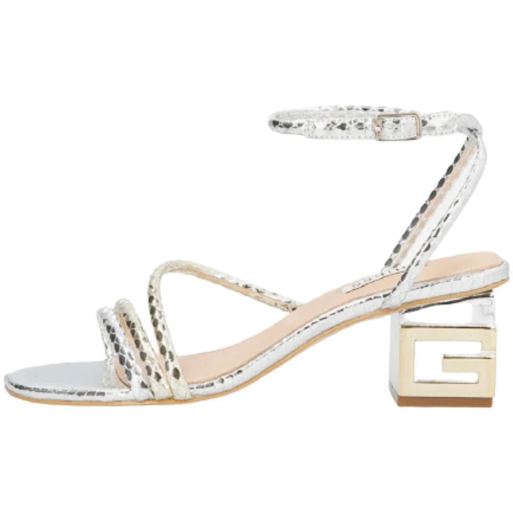 SANDALO DONNA GUESS FENNELA TACCO 11 cm LEATHER GLITTER PLATINO