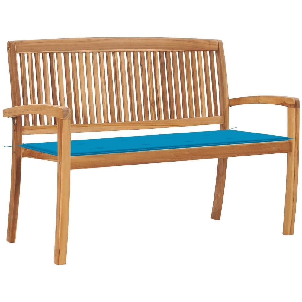 Panchina Da Giardino Impilabile E Cuscino 128,5cm Teak Massello - Foto 1