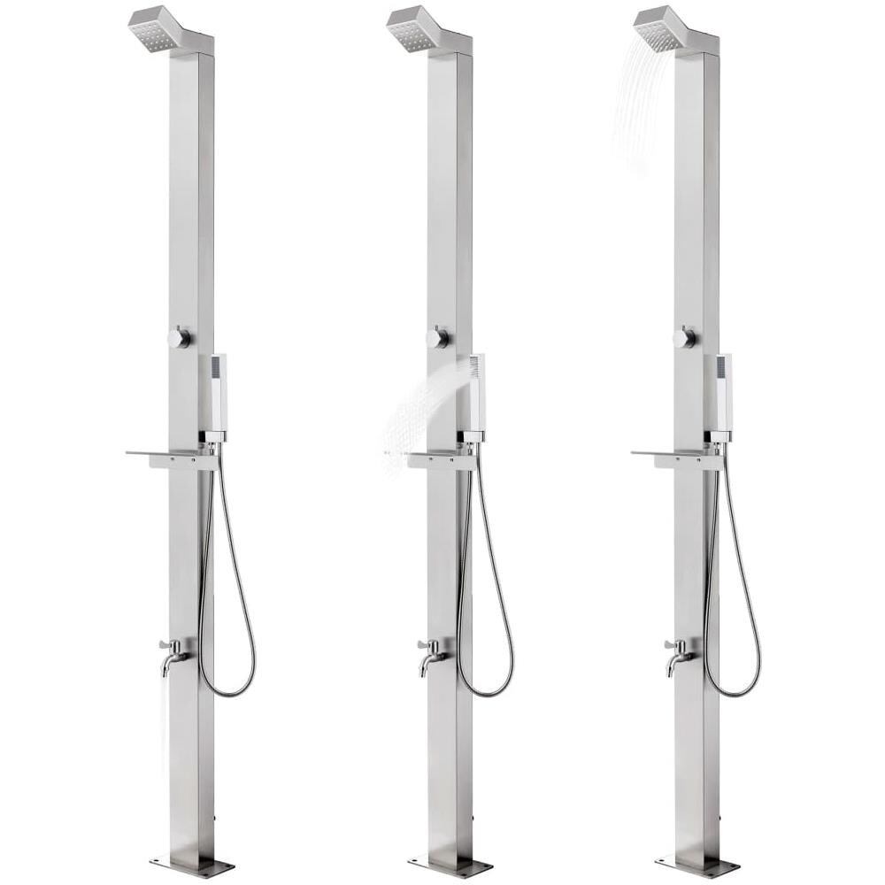 Doccia Da Giardino Con Base Grigia 225 Cm In Acciaio Inox - Foto 2