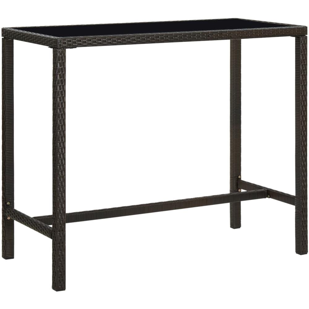 Tavolo Da Bar Per Esterni Marrone 130x60x110cm Polyrattan Vetro - Foto 1