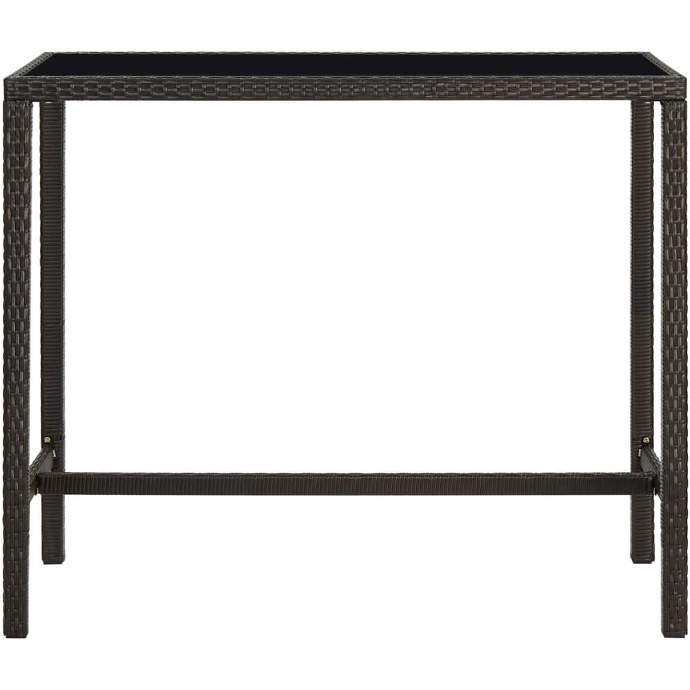 Tavolo Da Bar Per Esterni Marrone 130x60x110cm Polyrattan Vetro - Foto 2