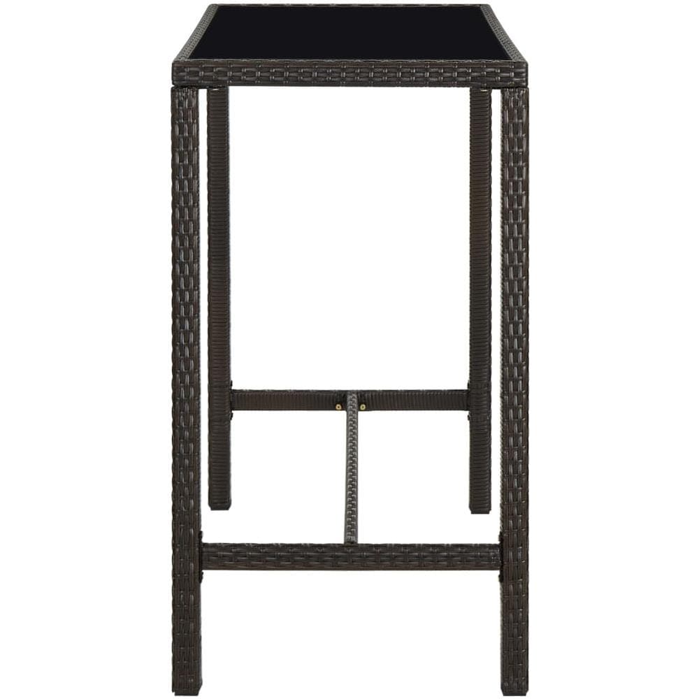 Tavolo Da Bar Per Esterni Marrone 130x60x110cm Polyrattan Vetro - Foto 3