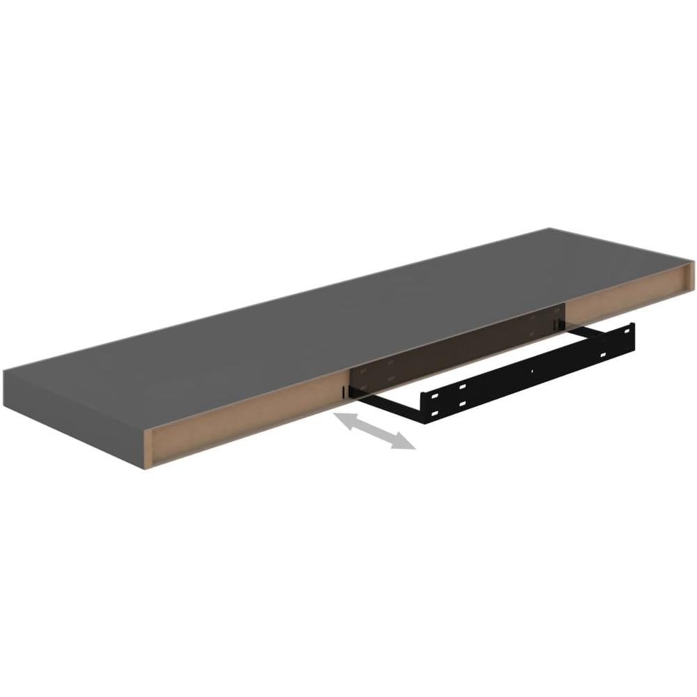 Scaffali A Parete 4 Pz Grigio Lucido 90x23,5x3,8 Cm In Mdf - Foto 8