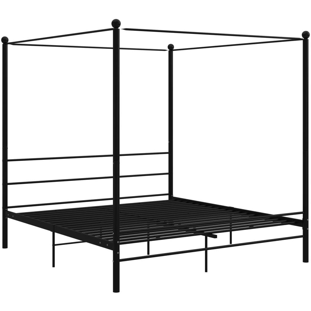 Letto A Baldacchino Nero In Metallo 200x200 Cm - Foto 2