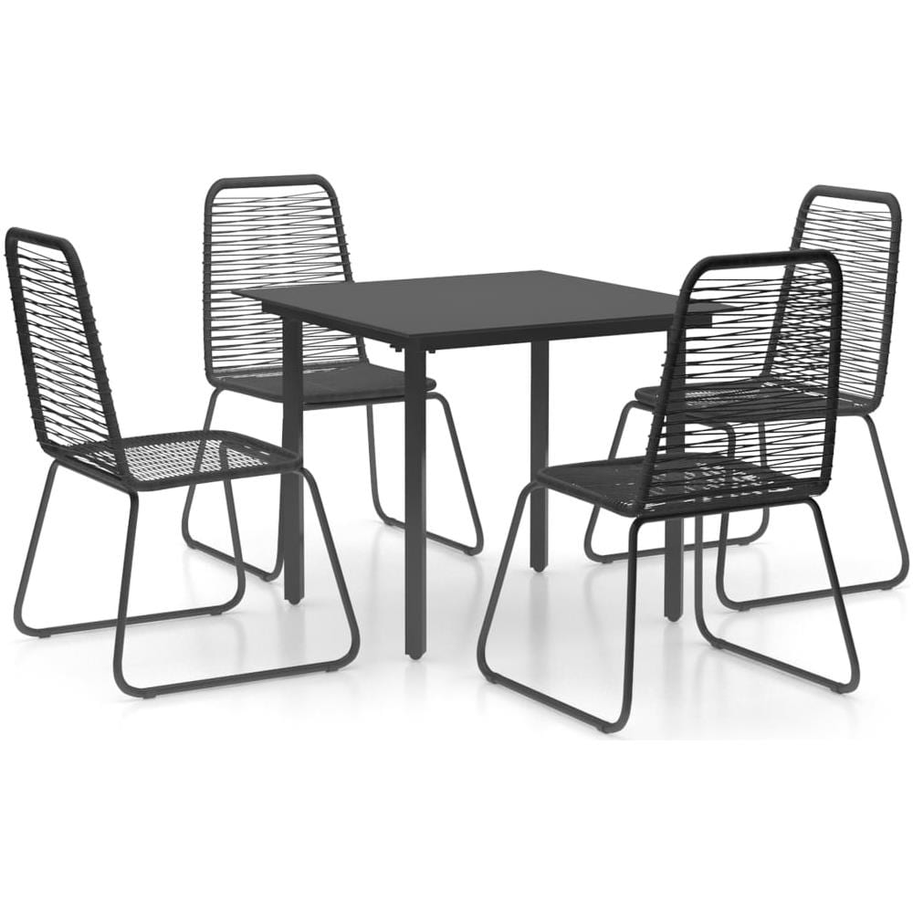 Set da Pranzo da Giardino 5 pz in Rattan PVC Nero - Foto 1