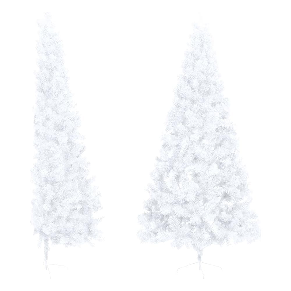 Albero di Natale Artificiale Metà con Supporto Bianco 210cm PVC - Foto 2