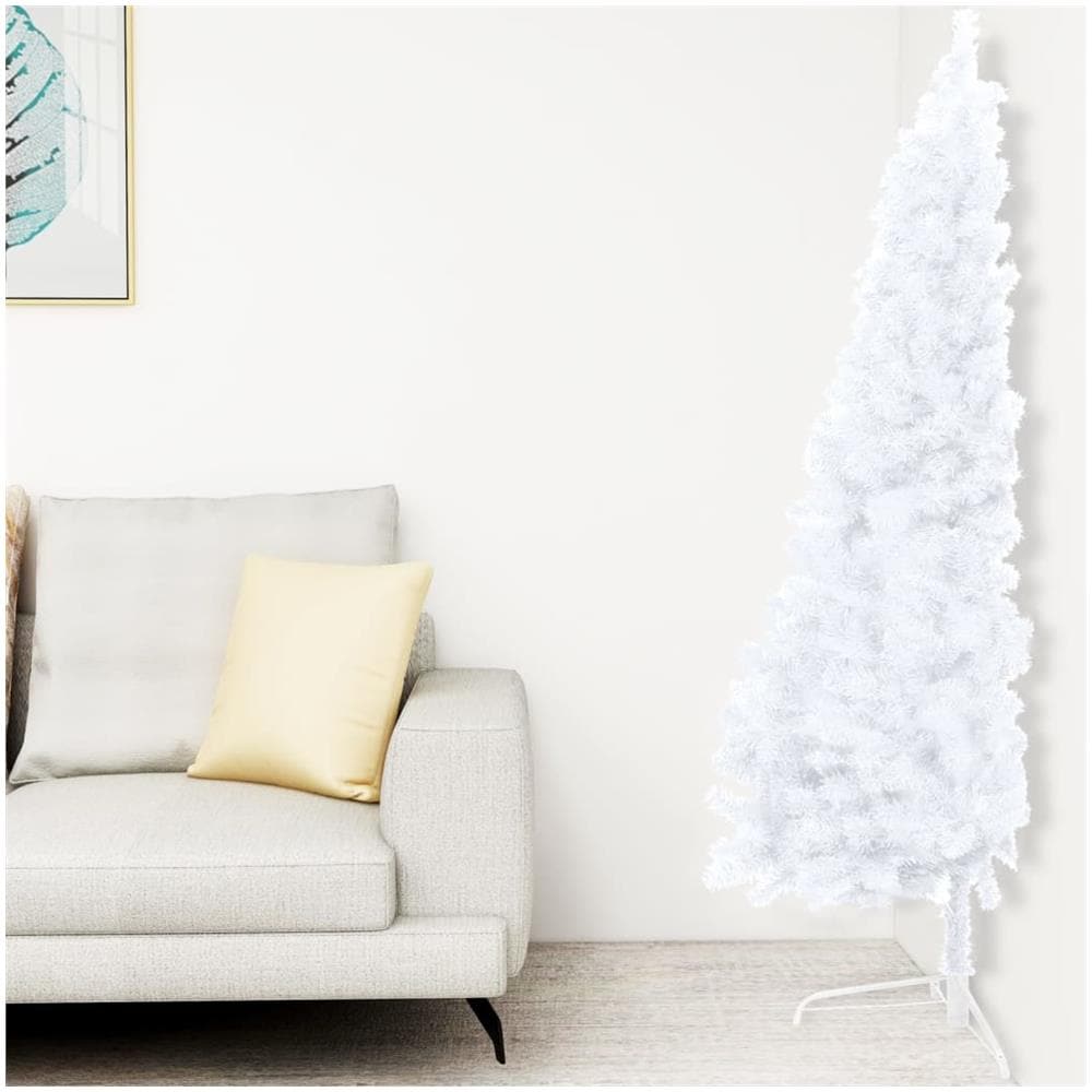 Albero di Natale Artificiale Metà con Supporto Bianco 210cm PVC - Foto 1