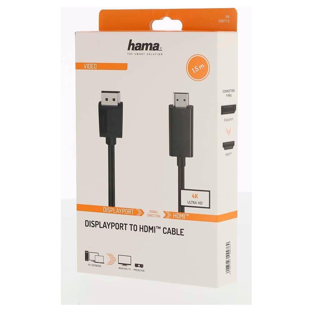 00200712 Cavo E Adattatore Video 1,5 M Displayport Hdmi Nero (Displayport Male To Hdmi Male Converter Cable, U - Foto 2