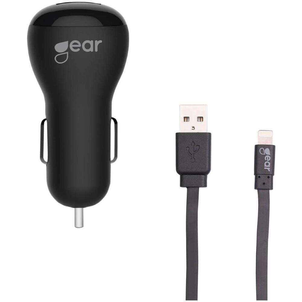 Caricabatterie 12-24v 2xusb 2,4a Cavo Lightning Nero Piatto 1m Mfi - Foto 1