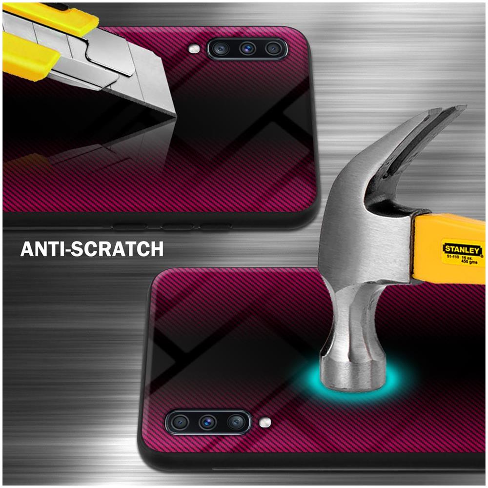 Custodia Compatibile Con Samsung Galaxy A70 / A70s - Ottica A Strisce In Cremisi Rosa - Coperchio Protettivo In Vetro Temperato E Silicone Tpu - Foto 2