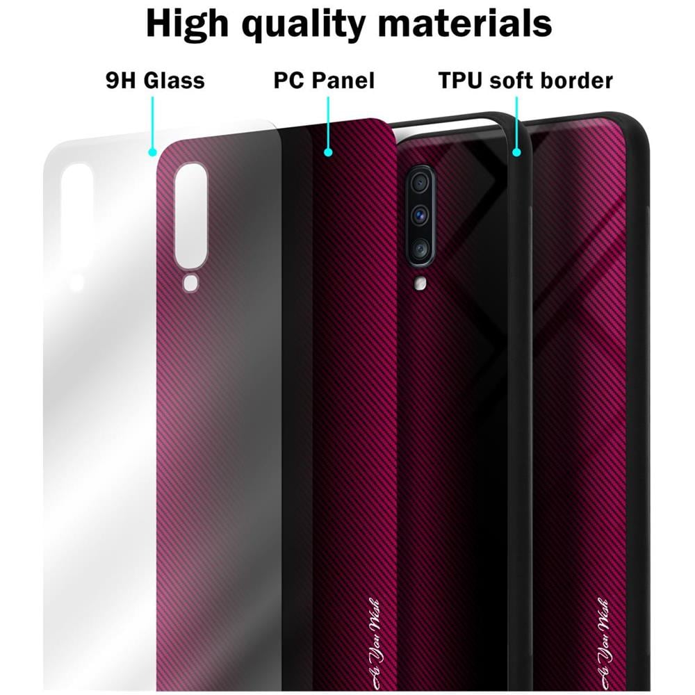 Custodia Compatibile Con Samsung Galaxy A70 / A70s - Ottica A Strisce In Cremisi Rosa - Coperchio Protettivo In Vetro Temperato E Silicone Tpu - Foto 6