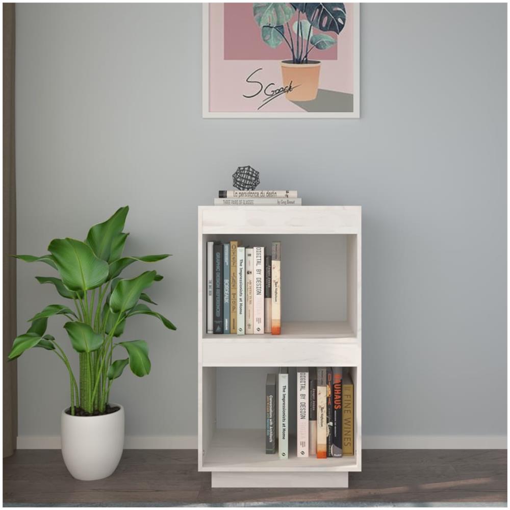 Libreria Bianca 40x35x71 Cm In Legno Massello Di Pino - Foto 3