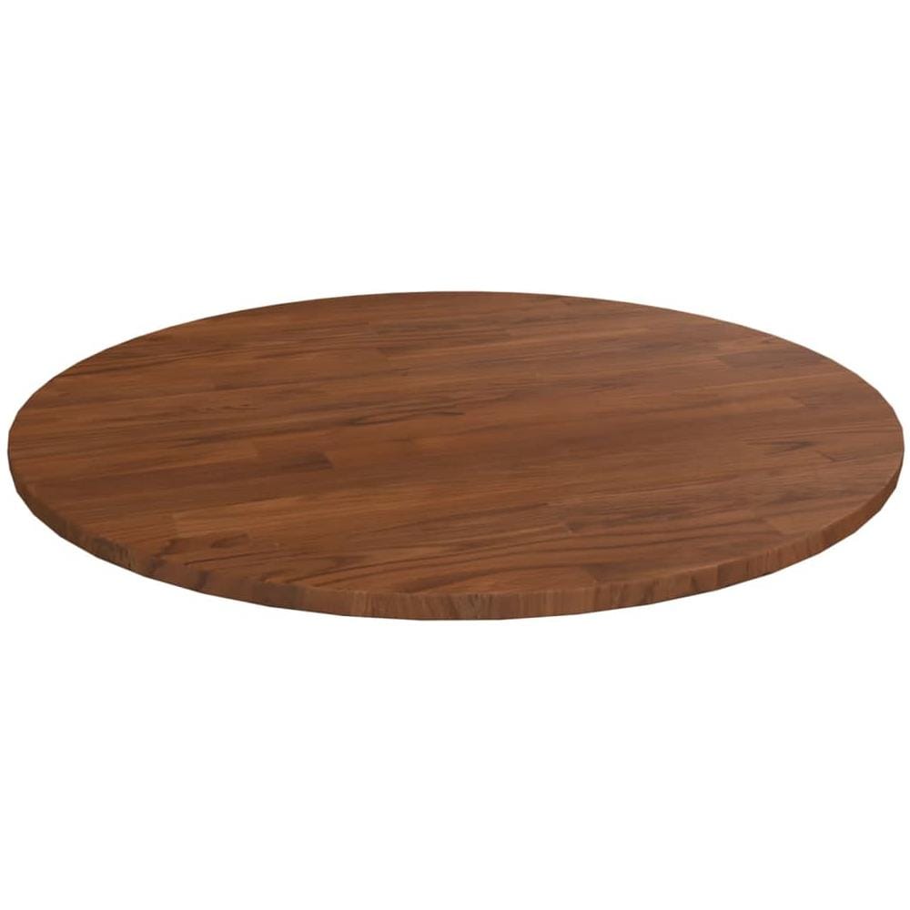 Piano Tavolo Rotondo Marrone Scuro 60x1,5 Cm Rovere Trattato - Foto 1