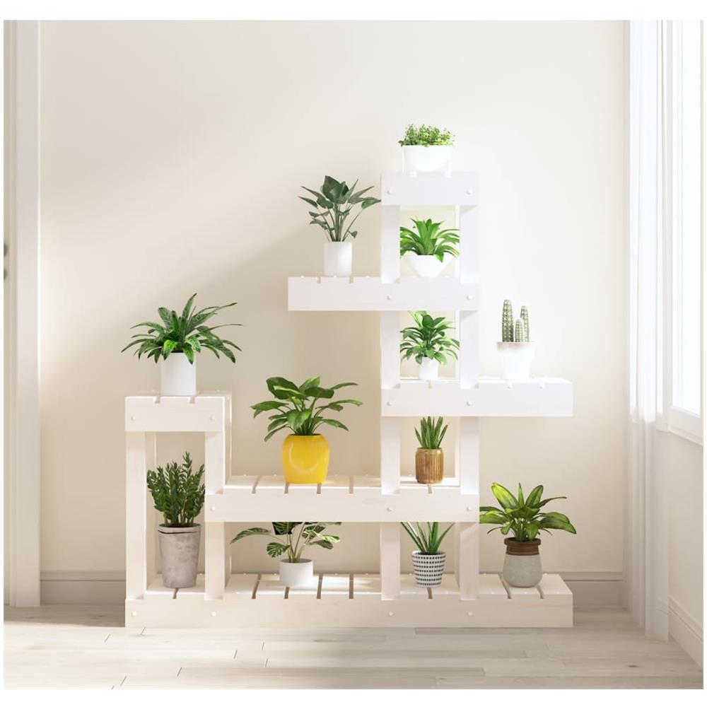 Supporto per Piante Bianco 92x25x97cm Legno Massello di Pino - Foto 1