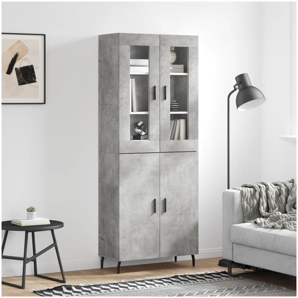 Credenza Grigio Cemento 69,5x34x180 Cm In Legno Multistrato - Foto 1