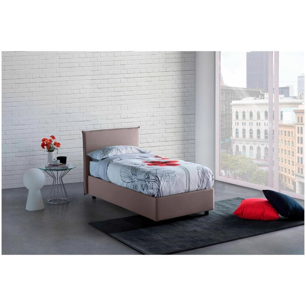 Letto Matrimoniale Beata, Letto Contenitore Con Rivestimento In Tessuto, 100% Made In Italy, Apertura Frontale, Con Materasso Cm 140x190 Incluso, Tortora - Foto 1