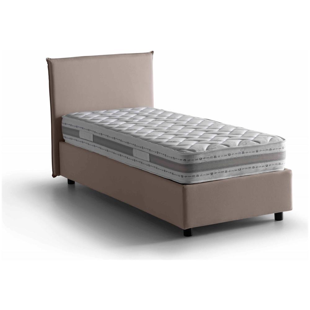 Letto Matrimoniale Beata, Letto Contenitore Con Rivestimento In Tessuto, 100% Made In Italy, Apertura Frontale, Con Materasso Cm 140x190 Incluso, Tortora - Foto 2
