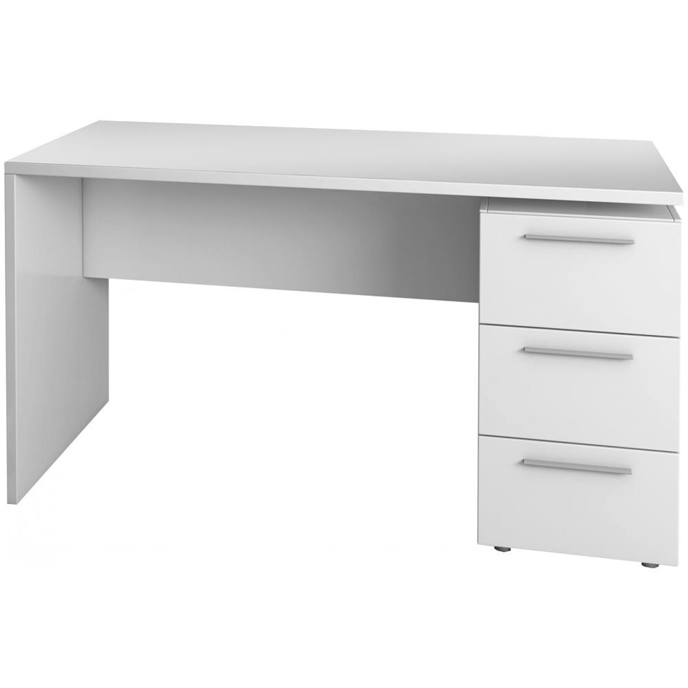 Scrivania Dallas, Scrittoio Da Ufficio Moderno, Tavolo Da Studio Con Cassettiera A 2 Cassetti E 1 Anta, 138x60h74 Cm, Bianco - Foto 2