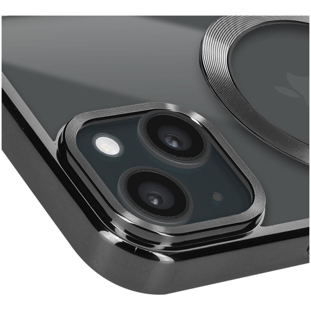 Cover Magsafe Per Iphone 15 Silicone Bordo Cromato Nero - Foto 2