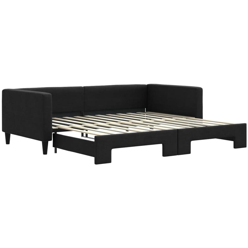 Divano Letto Con Letto Estraibile Nero 100x200 Cm In Tessuto - Foto 2
