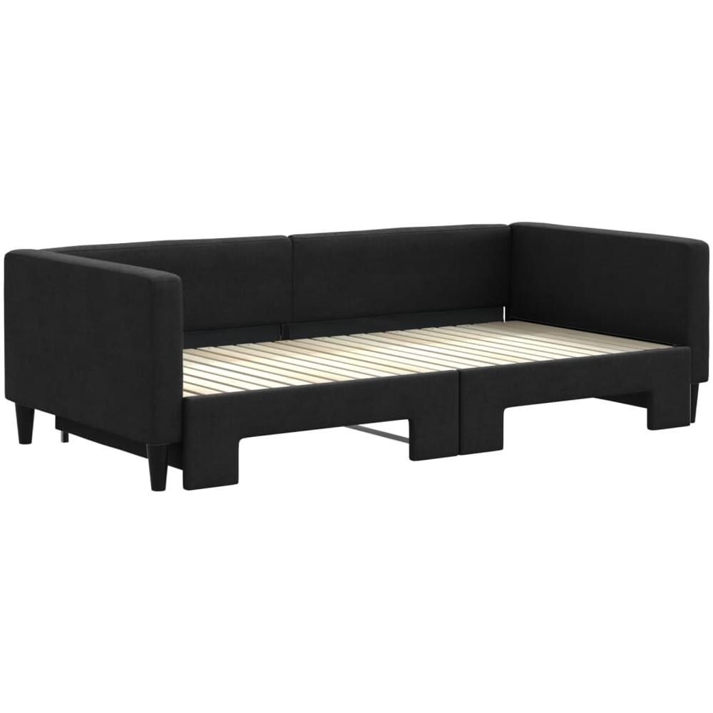 Divano Letto Con Letto Estraibile Nero 100x200 Cm In Tessuto - Foto 3