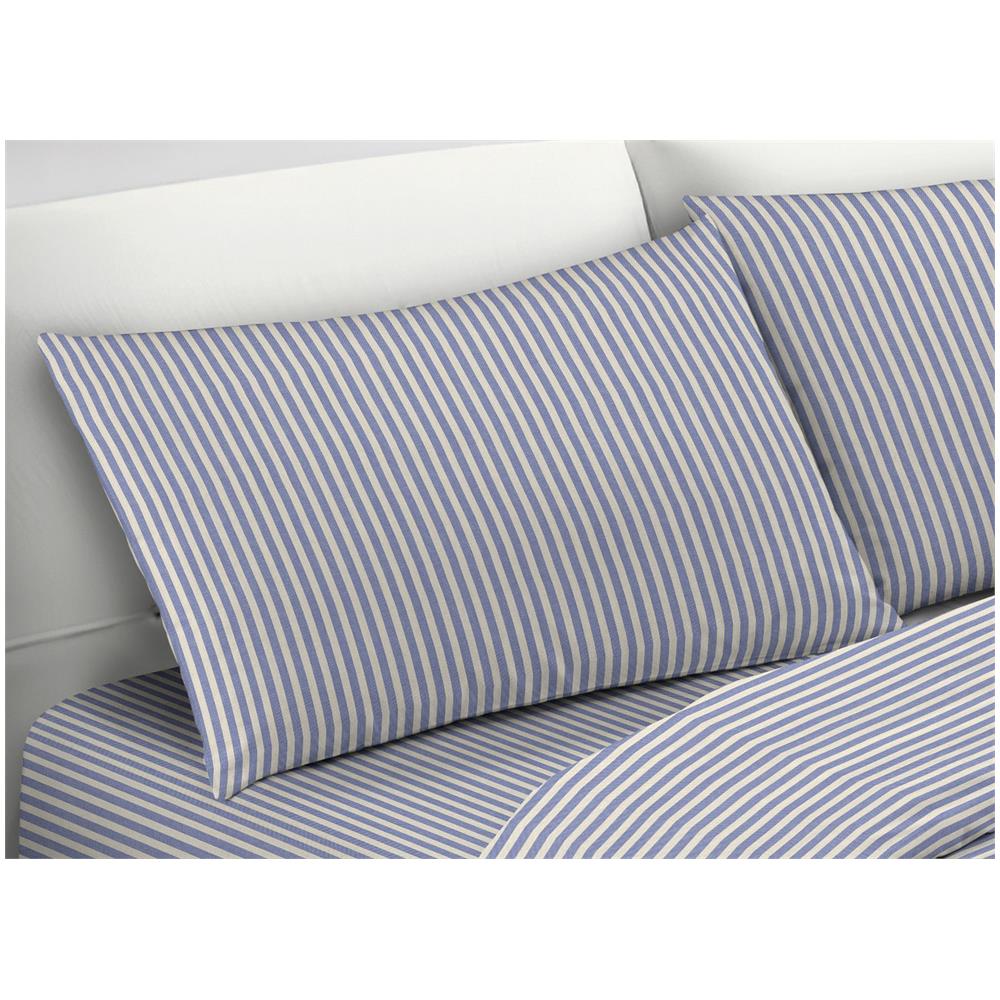 Completo Lenzuola Letto Camera In 100% Cotone Made Italy Vari Disegni Rp Piazza 1-2 Bastoncino Blu - Foto 5