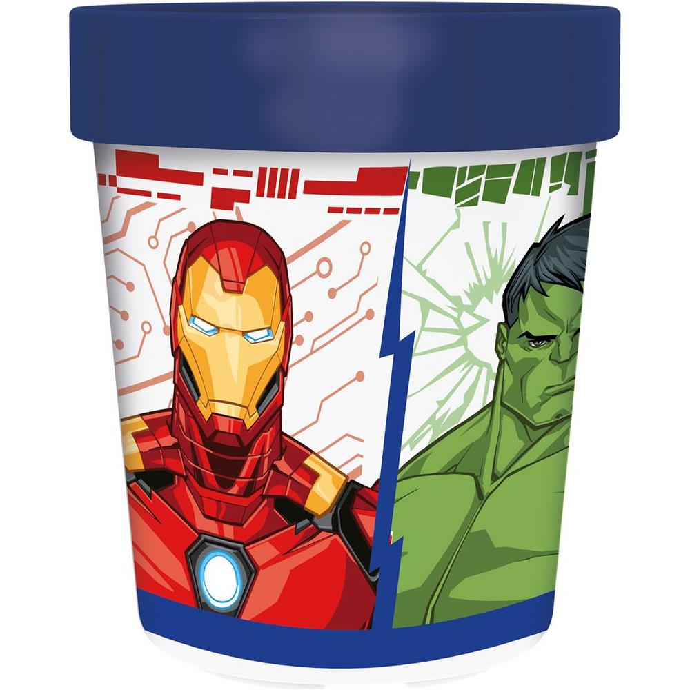 Bicchiere Blu Per Bambini In Plastica Avengers Iron Man Hulk Captain America Captain 260 Ml Con Base Antiscivolo - Foto 1