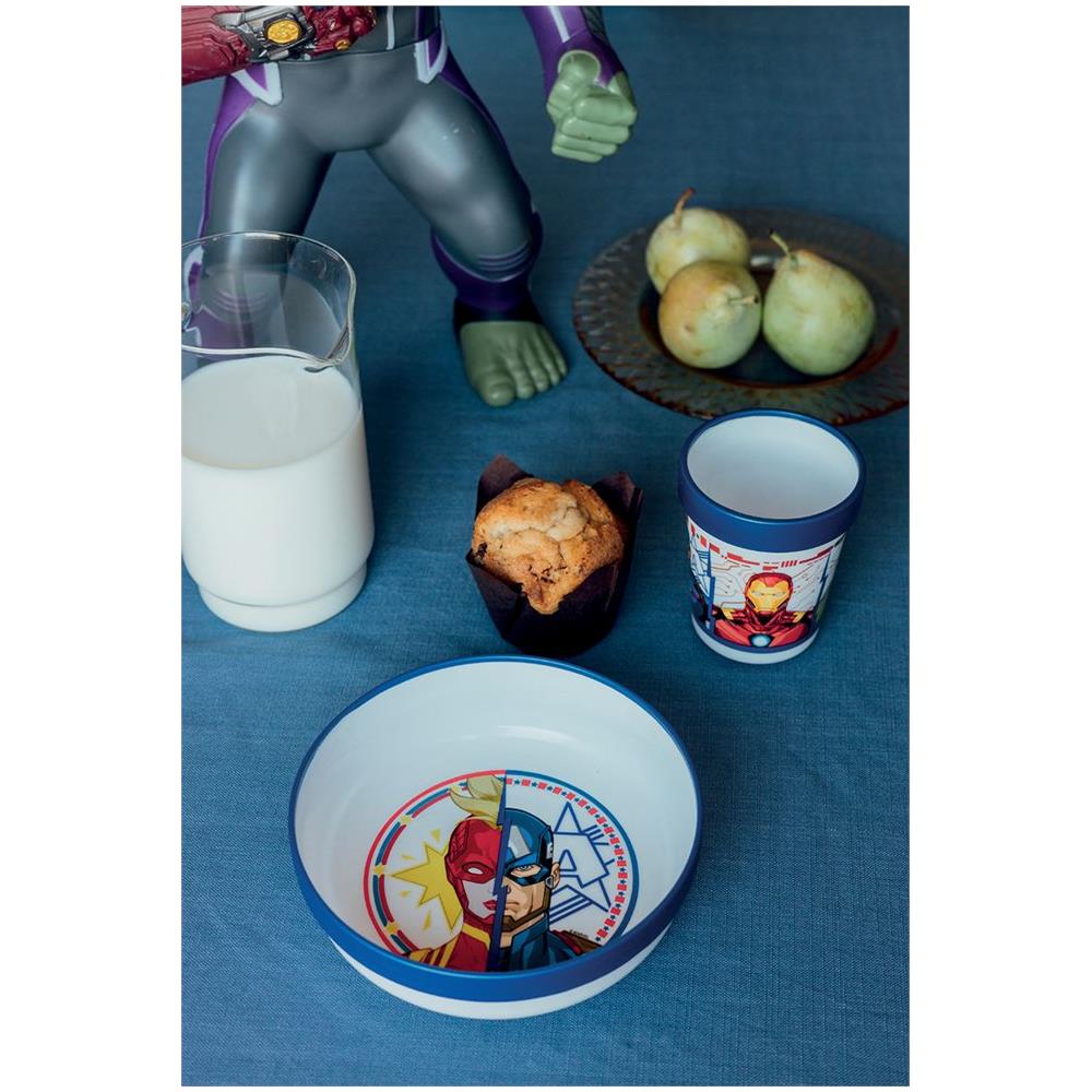 Bicchiere Blu Per Bambini In Plastica Avengers Iron Man Hulk Captain America Captain 260 Ml Con Base Antiscivolo - Foto 2