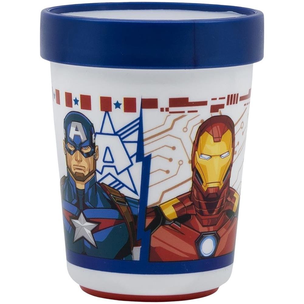 Bicchiere Blu Per Bambini In Plastica Avengers Iron Man Hulk Captain America Captain 260 Ml Con Base Antiscivolo - Foto 3