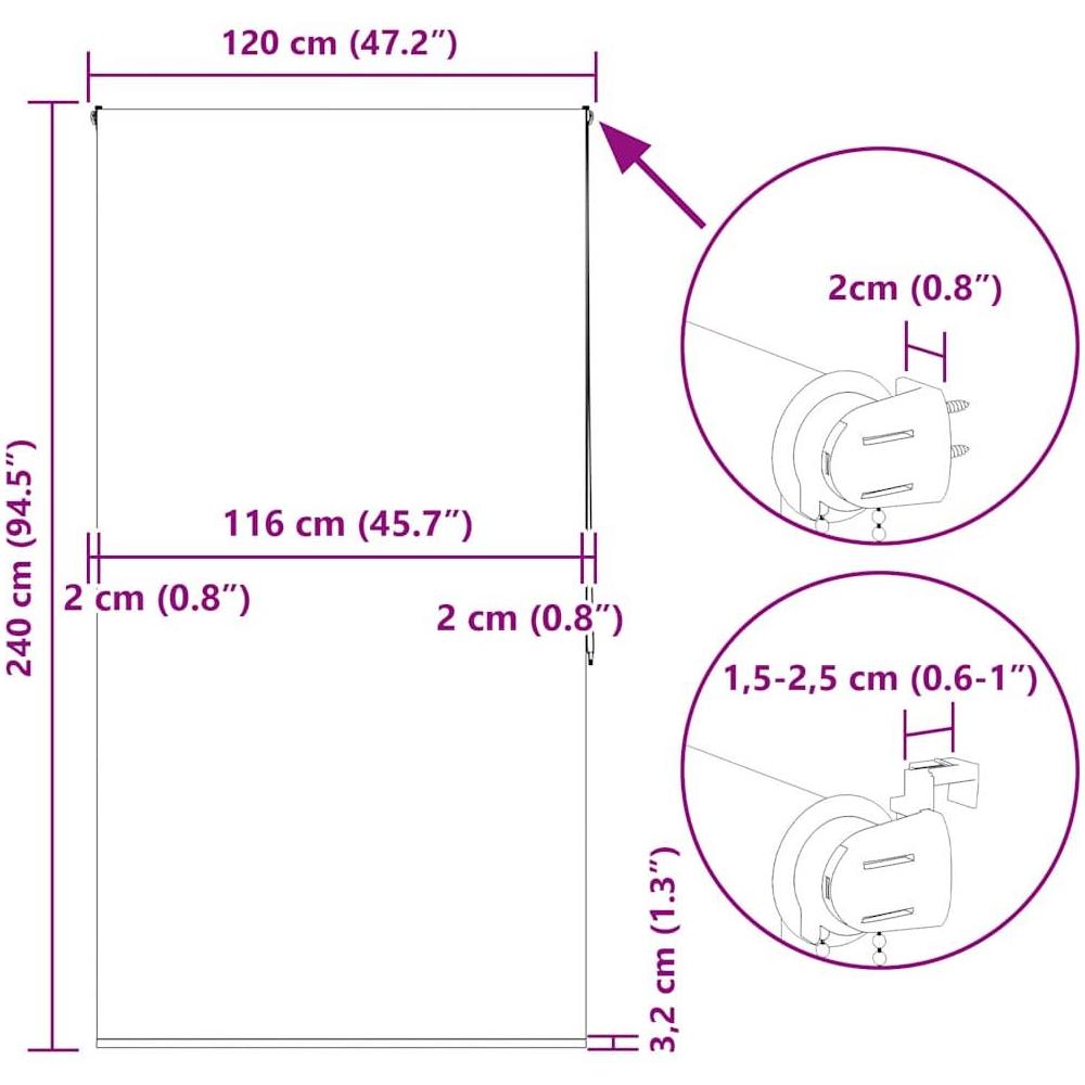 Tenda a Rullo Doccia 120x240 cm Larghezza Tessuto 116 cm - Foto 10