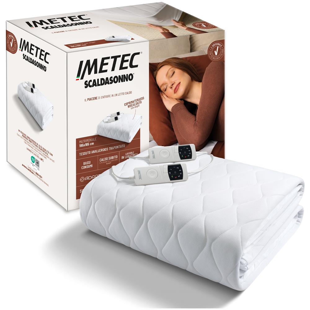 Scaldasonno Maxi Adapto Plus, Matrimoniale 195x165 cm, Coprimaterasso riscaldato, Tessuto Anallergico trapuntato, Caldo Subito, Tecnologia Brevettata Adapto Plus, Sistema Sicurezza ElectroBlock, Bassi consumi, 6 Temperature, Autospegnimento 1, 3, 9 ore - Foto 1