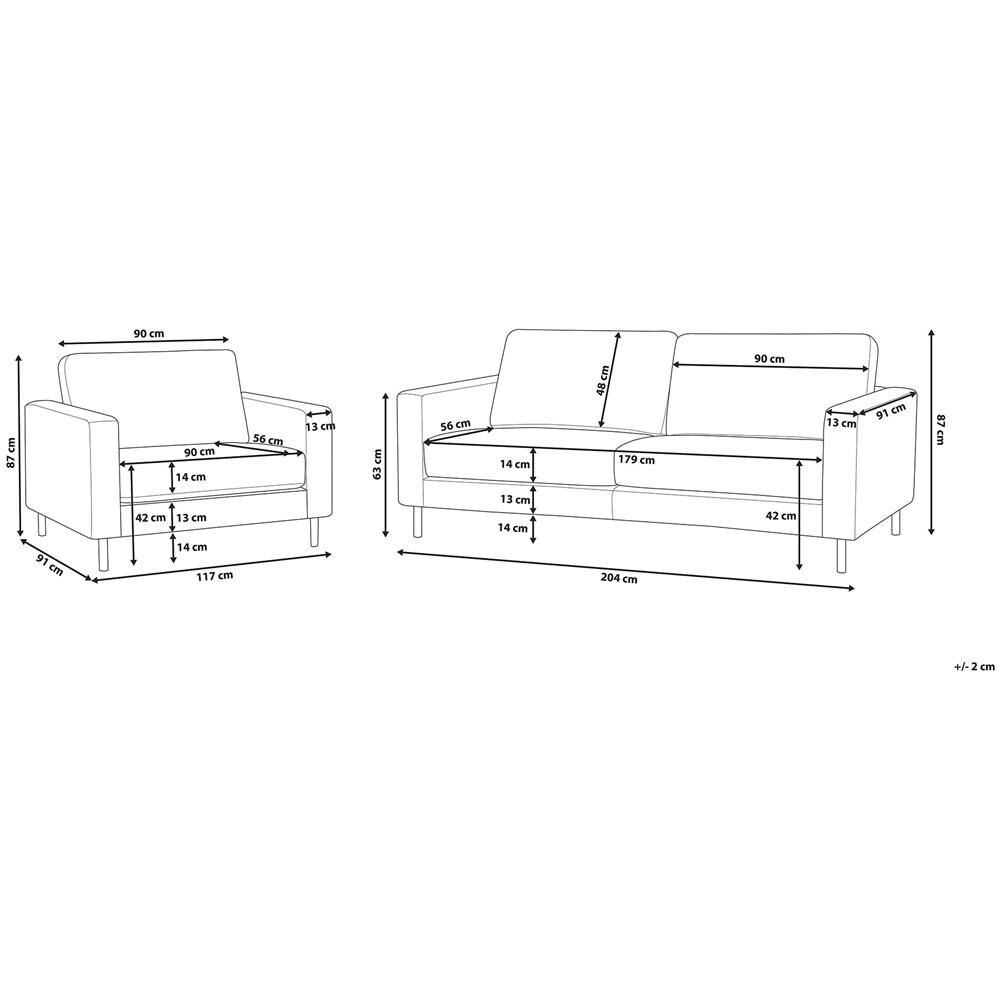 Set Divano E Poltrona In Tessuto Beige Imitazione Pelle Savalen - Foto 2