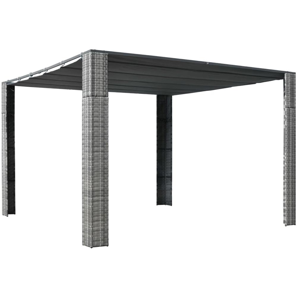 Gazebo Con Tetto In Polyrattan 300x300x200cm Grigio E Crema - Foto 1