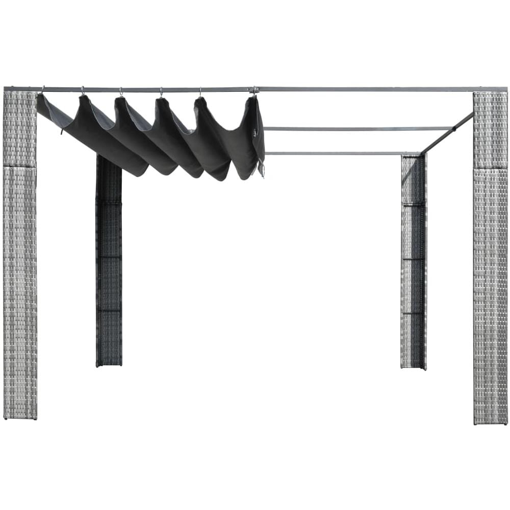 Gazebo Con Tetto In Polyrattan 300x300x200cm Grigio E Crema - Foto 2