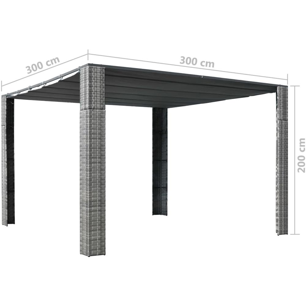Gazebo Con Tetto In Polyrattan 300x300x200cm Grigio E Crema - Foto 4